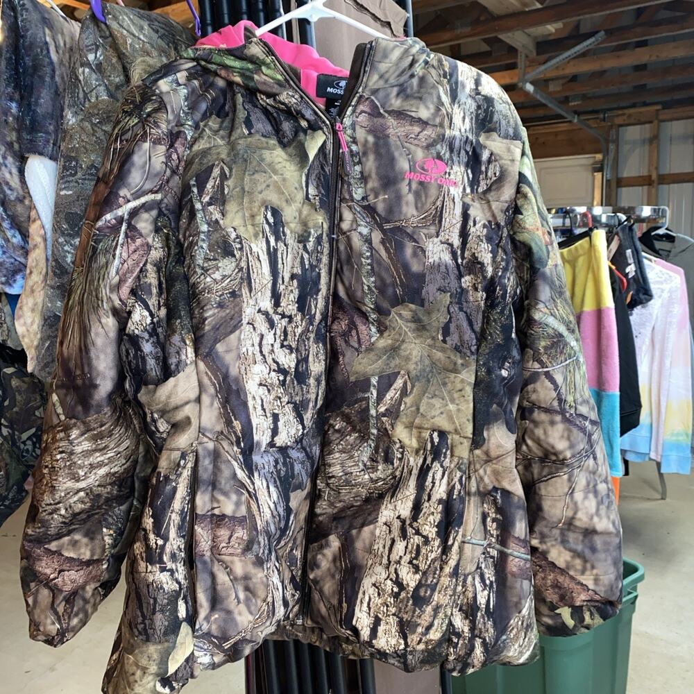 Mossy Oak Women's Camo Camouflage Hooded Jacket Pink Lining, Hunting 2XL (50-52)